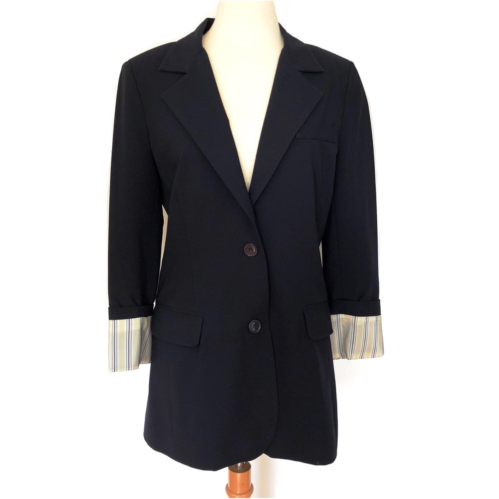 ALLEN B SCHWARTZ Luxury Denim Career Blazer Jacket